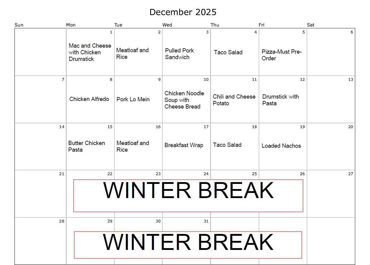December Menu